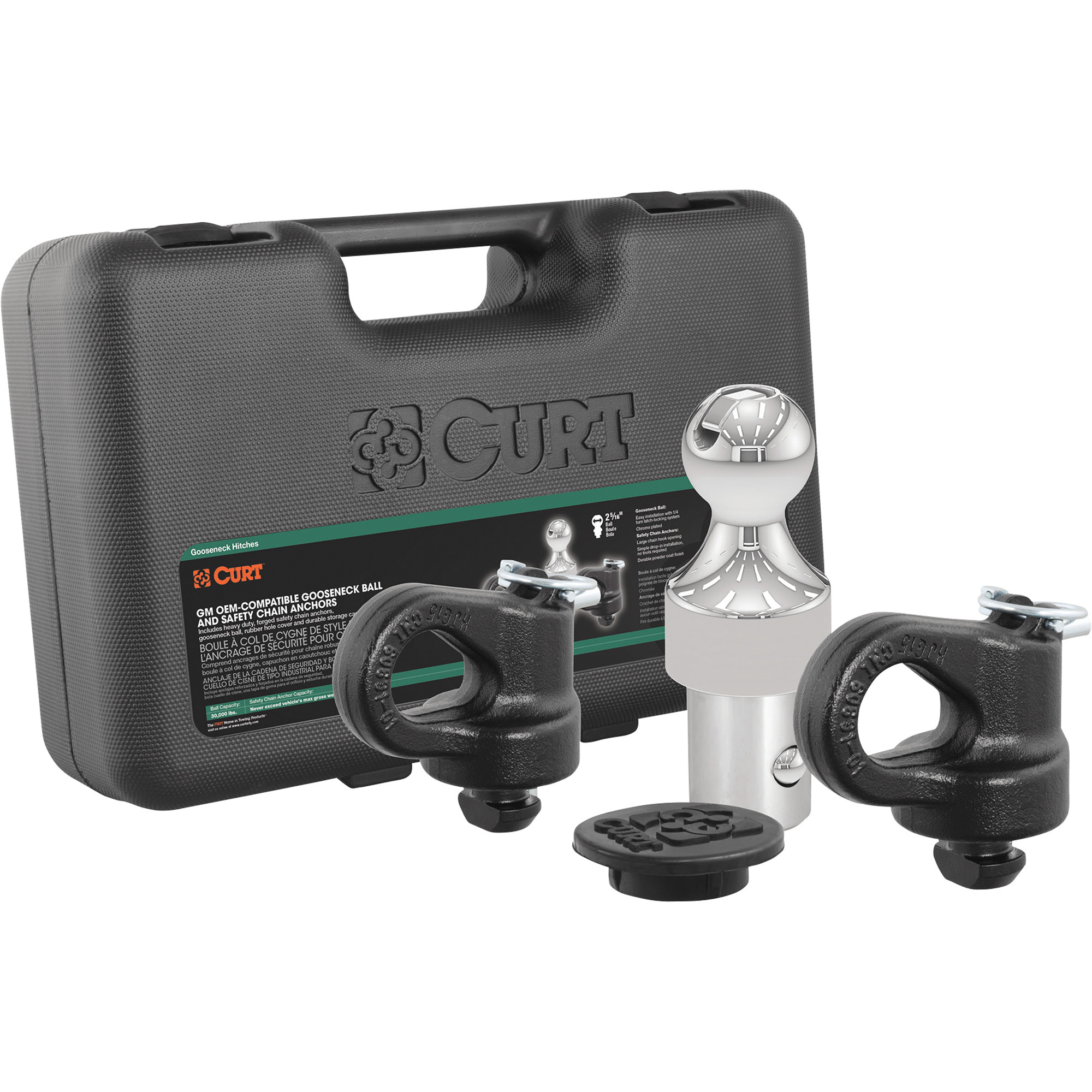 CURT OEM Puck System Gooseneck Ball and Safety Chain Anchor Kit, For Chevrolet, Ford, GMC or Nissan Puck System, Model# 60692